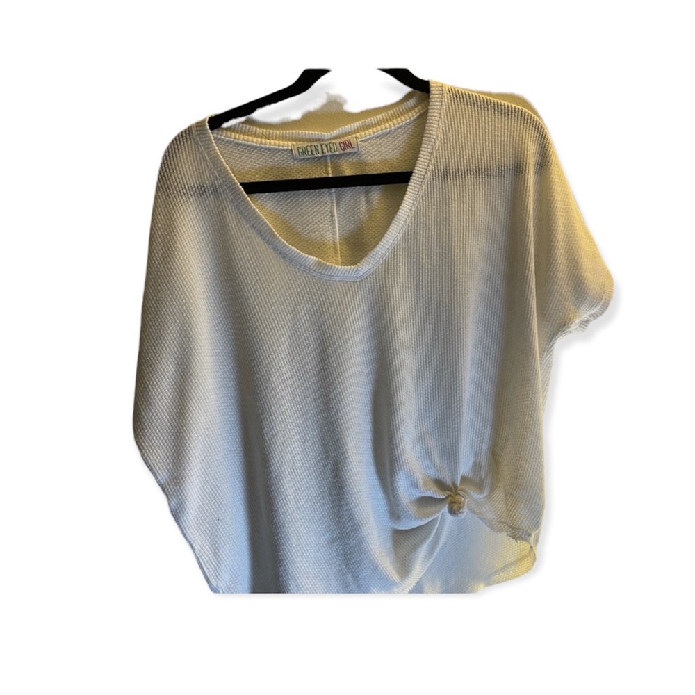 White V Neck Ribbed Shirt